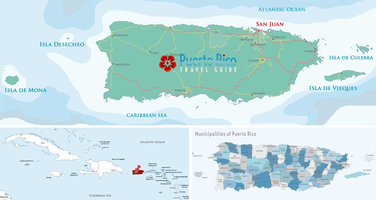 Puerto Rico Map Map Of Beaches Attractions Cities Puerto Rico Islands